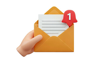 Hand Holding Envelope with New Email Notification