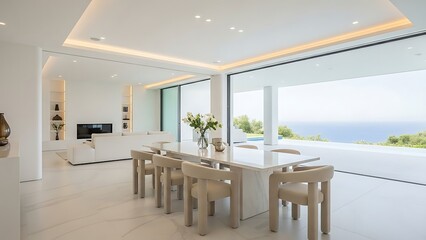 Modern Luxury Dining Room with Ocean View.