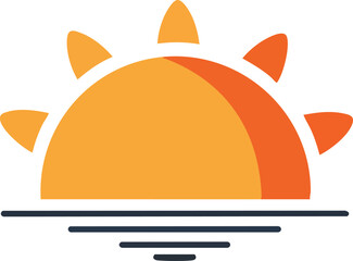 Minimalist sun rising over the sea