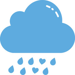 Cute cloud with rain drop hearts icon