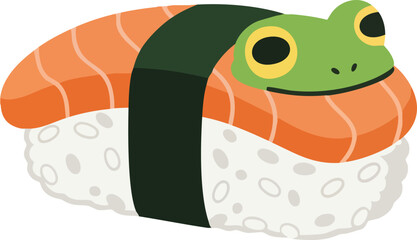 Frog sushi cartoon on white