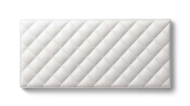 A minimalistic rectangular panel features a soft white quilted texture with a subtle diamond stitching pattern. Light gray shadows between the stitches add depth to the smooth fabric-like appearance.