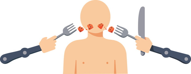 Dice as food forced eating concept