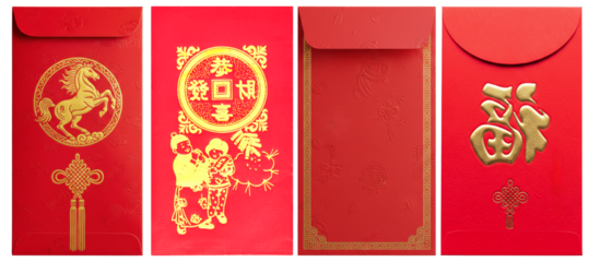 a charming photograph showcasing a collection of traditional chinese red envelopes, or lucky money packets, for festive celebrations.