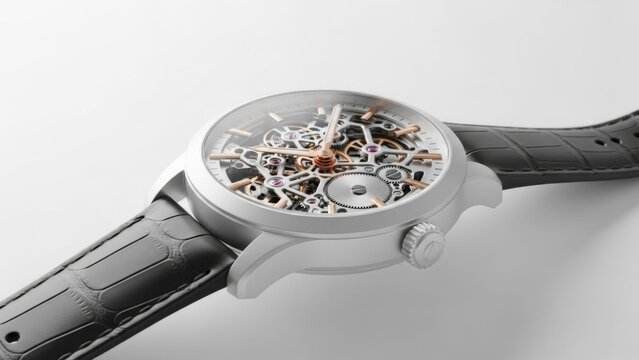 Elegant Skeleton Watch Close-Up
