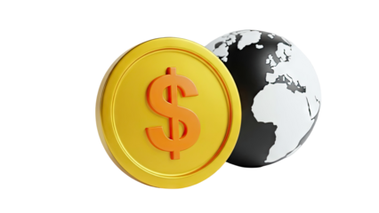 Golden Dollar Coin and Globe