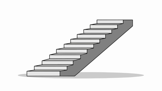 Minimalist geometric staircase with light gray steps and darker gray risers on a matching background