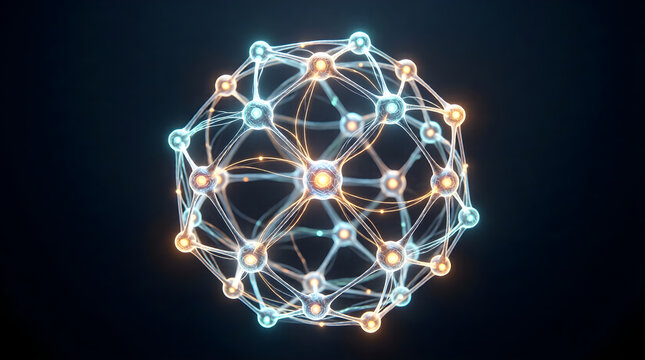 Artificial intelligence neural network for cybersecurity - abstract data visualization and threat protection concept