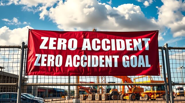 Construction Site Safety Banner Zero Accident Goal