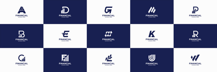 Set of financial logo design template. Can be use for capital, investment, principal, funding, marketing and accounting business brand.