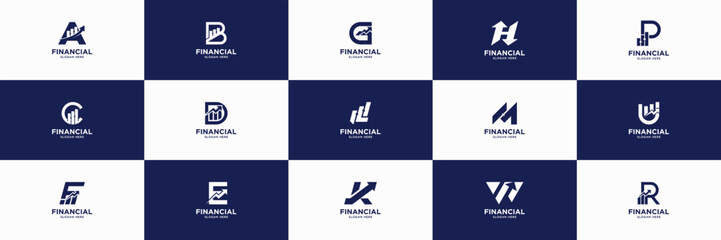Set of financial logo design graphic. Useable for capital, investment, principal, funding, marketing and accounting business brand.