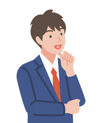 腕組みをする制服を着た男子学生