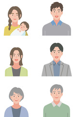 様々な世代の人々の上半身