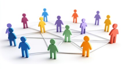 Social media network connection, people icons on white background. Global internet technology and online data exchange