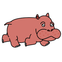 歩いているカバのかわいいイラスト