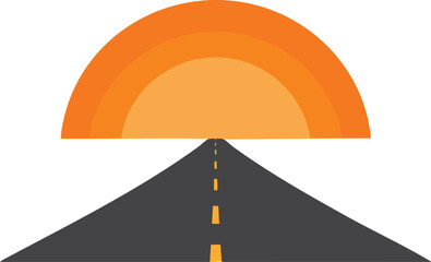 Abstract road leading to orange horizon
