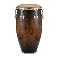 Wooden conga drum musical instrument isolated