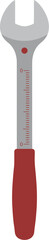 Naklejka premium Stylized open-end wrench with a red handle and measurement markings on the grey metal body.