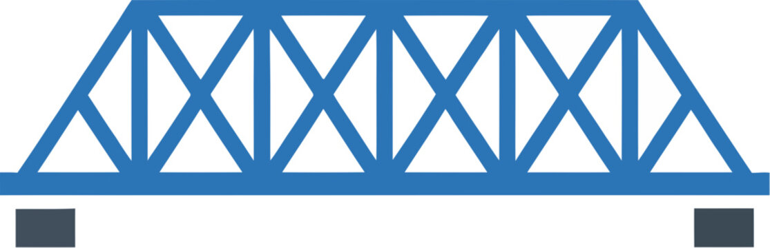 A blue truss bridge icon with a geometric triangular steel beam structure.