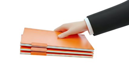 Hand Offering Stack of Orange Folders