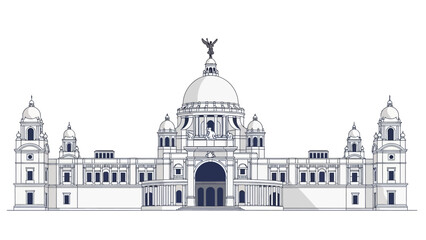 Illustration of the iconic Victoria Memorial building in India, a large white landmark with a central dome and smaller towers, set against a plain white background. © Asap