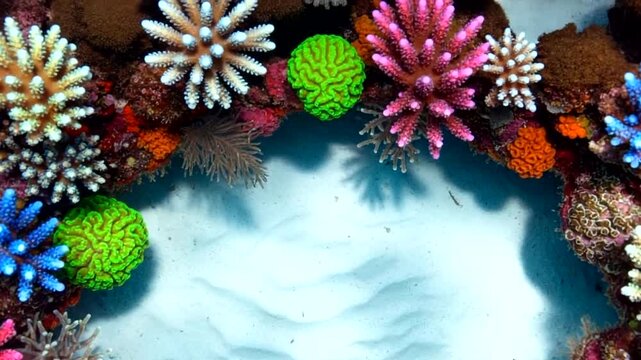 Vibrant Coral Reef Ecosystem Underwater Scene.