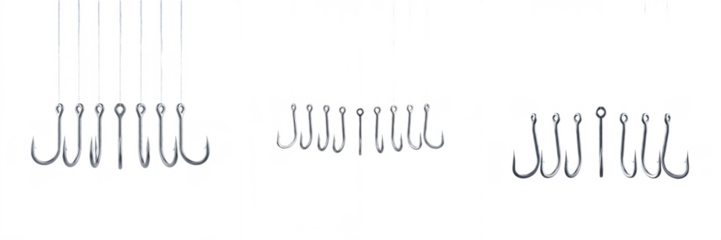 Fishing Hooks Hanging Set – Angling Equipment and Tackle Illustration