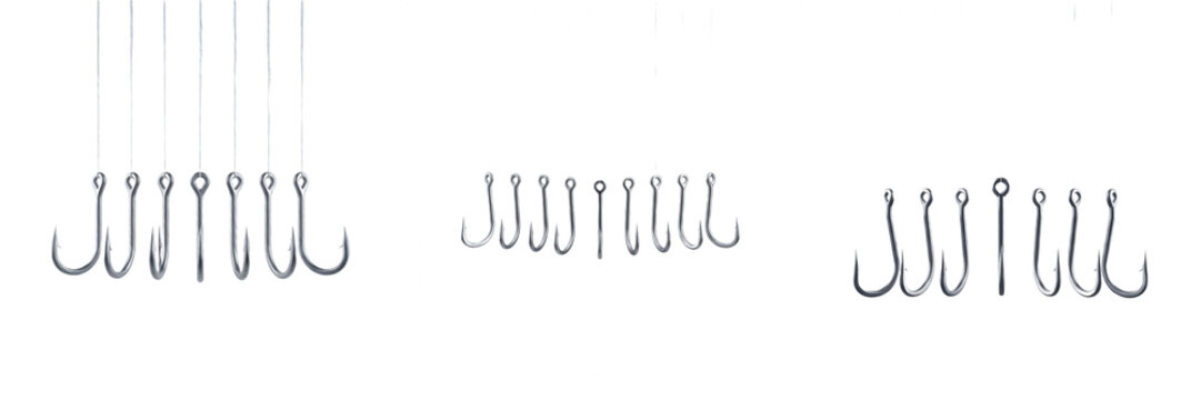 Fishing Hooks Hanging Set &ndash; Angling Equipment and Tackle Illustration