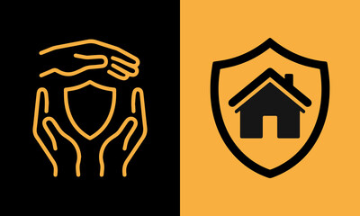 A split image showing icons for home protection and property insurance