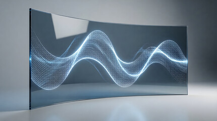 Abstract data visualization flowing on a transparent screen - AI and business intelligence background