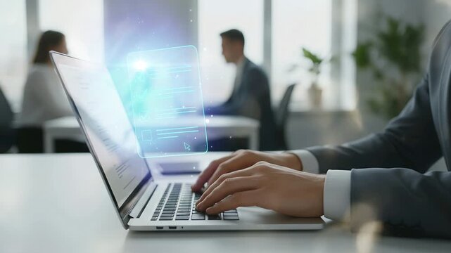 Digital Government Validation Process Loop with Electronic Form Checklist on Laptop