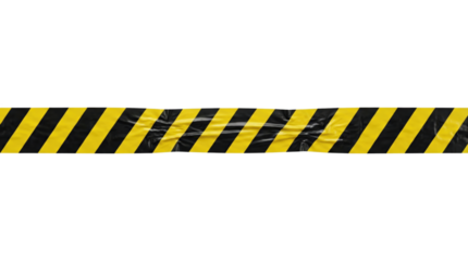 Crumpled yellow and black hazard warning tape