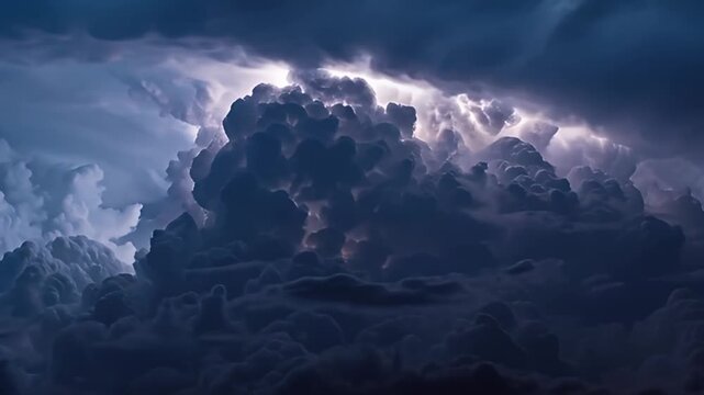 Dramatic clouds gathering over landscape under stormy sky with lightning