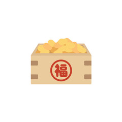 節分の福豆と升のイラスト｜豆まきに使う和風の縁起物・日本の伝統行事素材