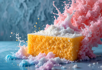 Colorful sugar explosion cake concept best for creative dessert visuals, advertising art, and surreal food design