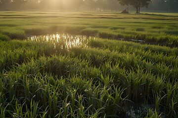 Abstract rice farming silhouette concept