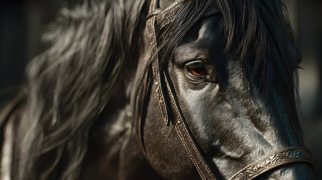 A magnificent stallion, with strong, elegant legs, like a stone gu