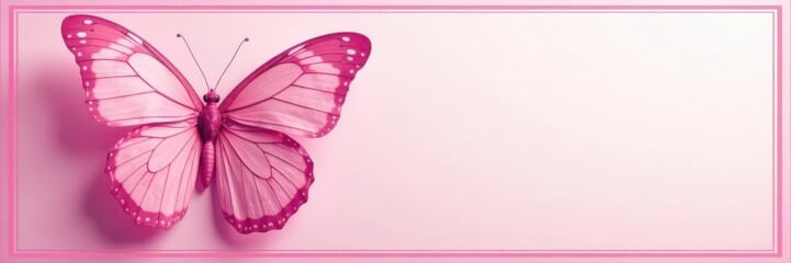 Pink-bordered vector illustration of a graceful butterfly , butterfly, vector