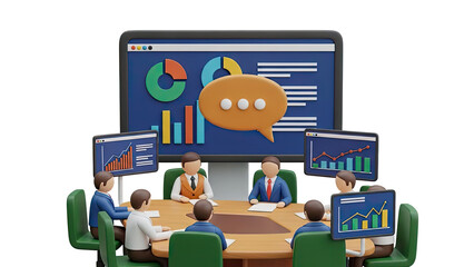 Business Meeting with Data Analysis and Discussion