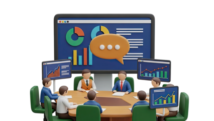 Business Meeting with Data Analysis and Discussion