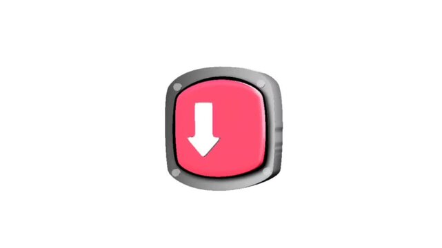Minimal red button icon with up and down arrows on a dark background, symbolizing control, direction, navigation, increase and decrease actions in a digital interface.