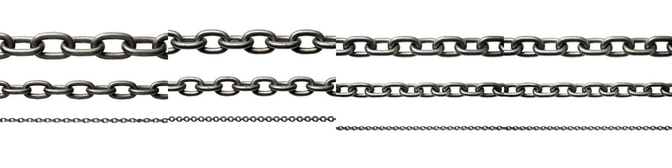 Obraz premium Metal Chain Links Set – Strength, Security and Industrial Concept