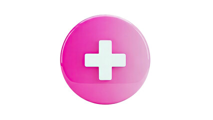 Fototapeta premium Pink Circle with White Plus Symbol