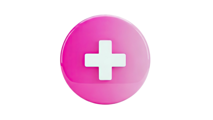 Pink Circle with White Plus Symbol