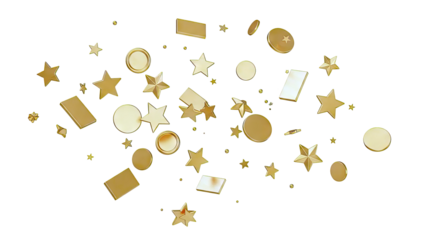 Golden Confetti Stars and Shapes Floating