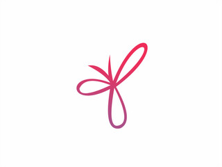 Minimalist abstract dragonfly logo design with pink and purple gradient. Elegant hand-drawn line art butterfly or flower symbol for beauty, wellness, or fashion brand.