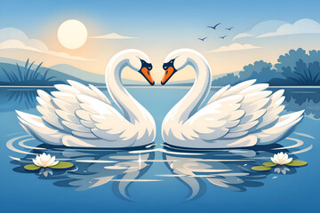 Fototapeta premium swans on the lake