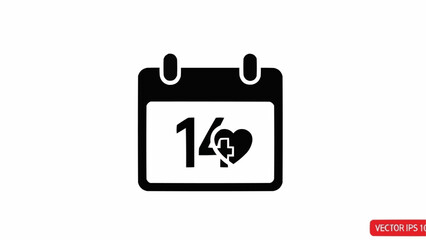 Calendar icon with heart and medical cross symbol.