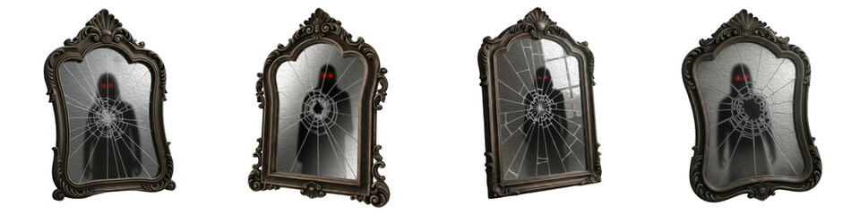 Gothic Haunted Mirrors Set – Dark Horror and Halloween Frame Illustration