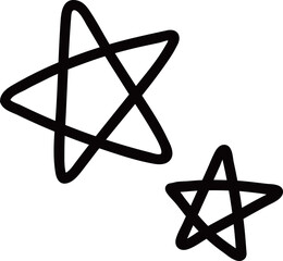 黒い線の一筆書きの星　手書きの一発書き　ベクターイラスト素材